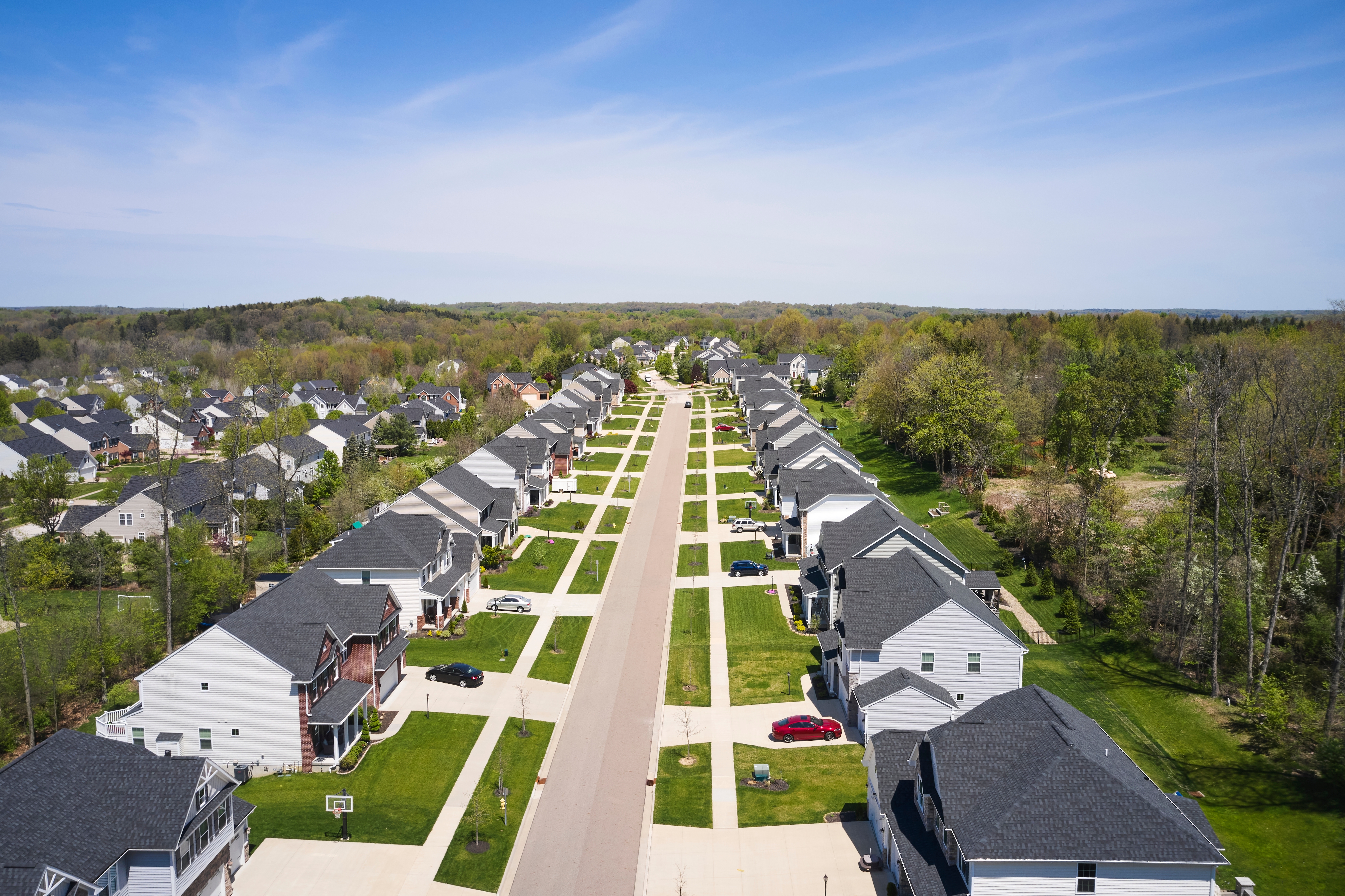 Midwest neighborhood in spring